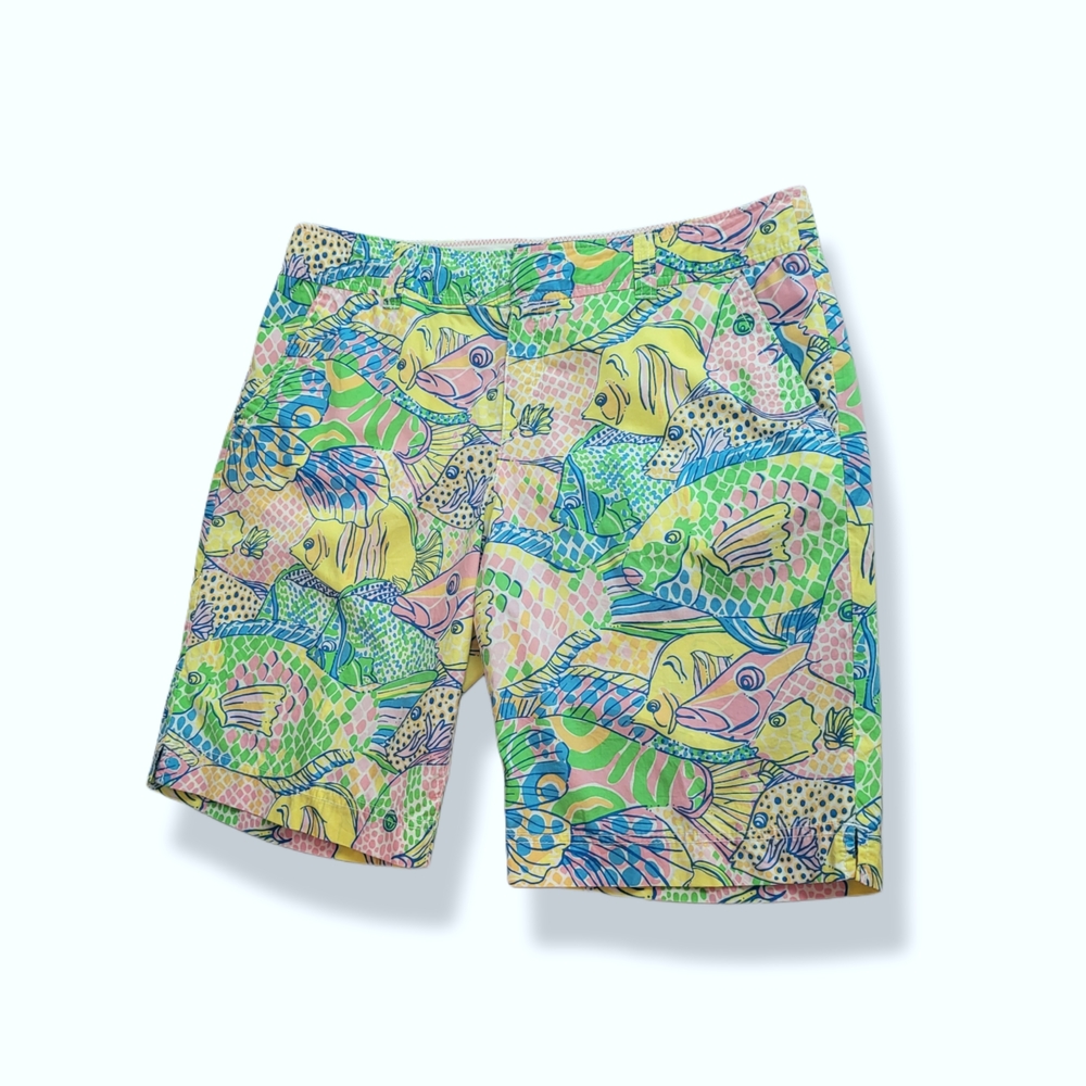 🌿Lilly Pulitzer Tropical Fish Print Bermuda Shorts Women's Size 8 Pastel Beach - Picture 3 of 11